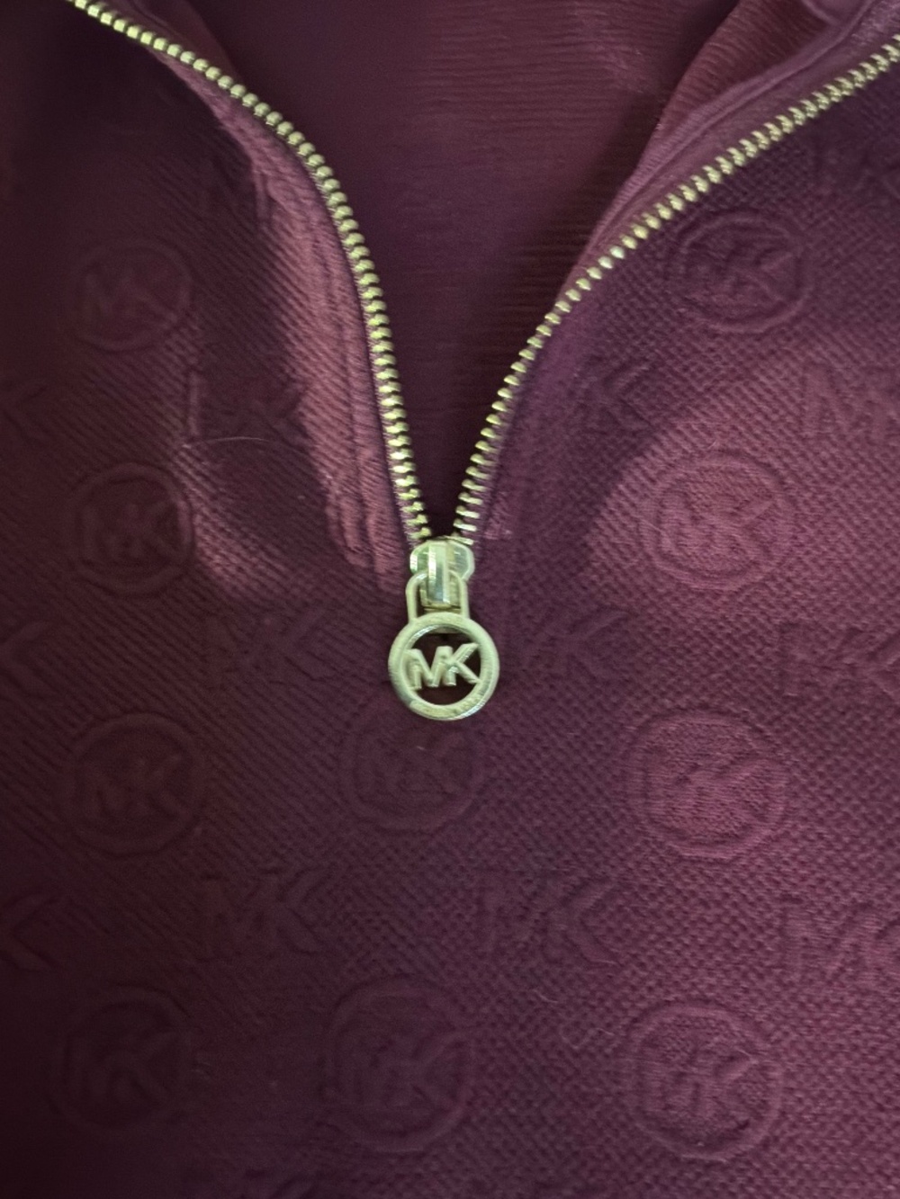 Michael Kors Logo Jacquard Quarter-Zip Sweater Burgundy Red - Small